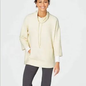 Pure Jill Textured Kimono Shirt Size S Pale Yellow Cowl Neck #g32